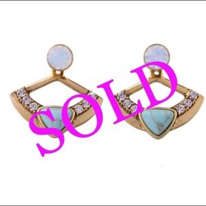 🆕 VINTAGE MULTI TURQUOISE  CRYSTAL EARRINGS